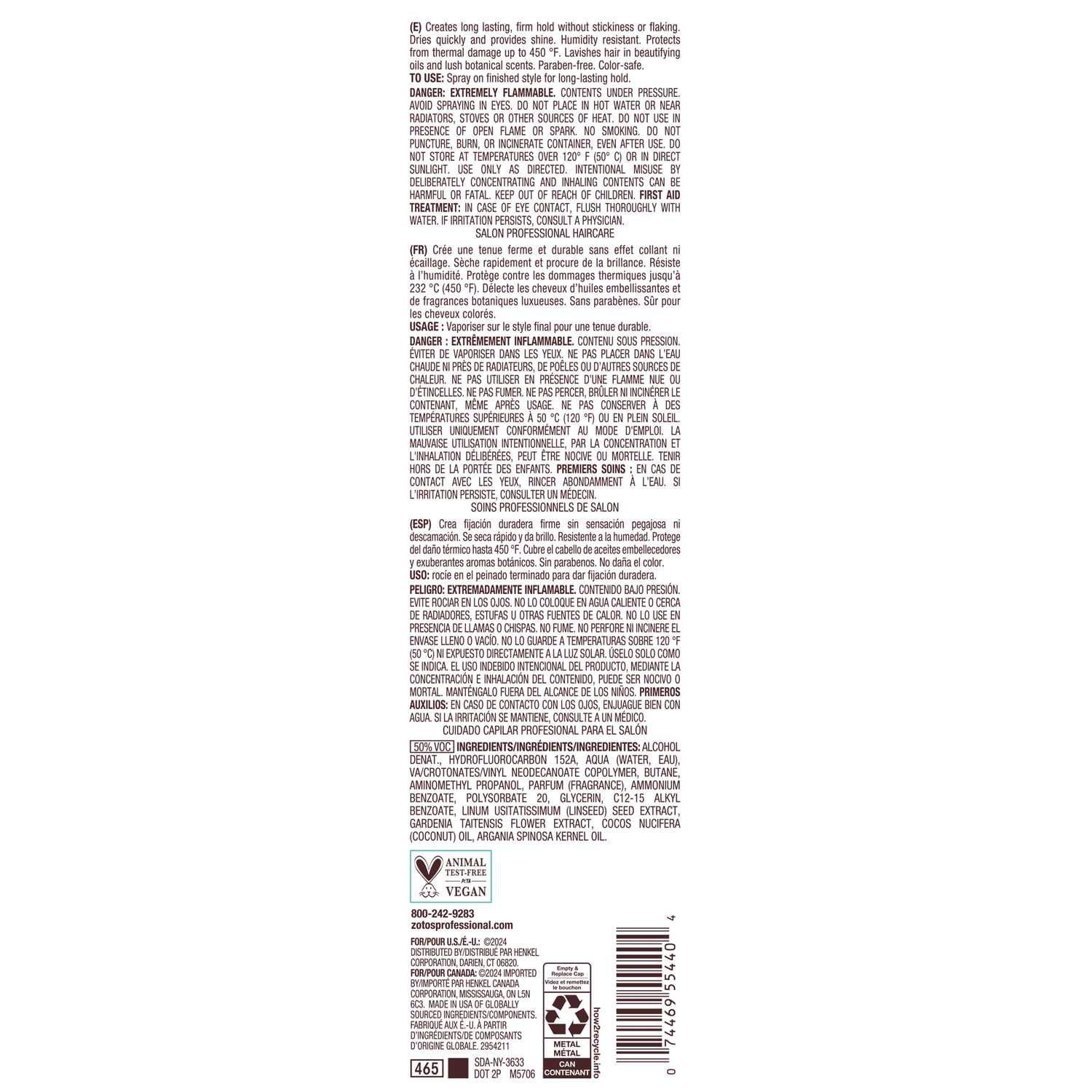 Bain de Terre® Infinite Hold Firm Finishing Spray Back