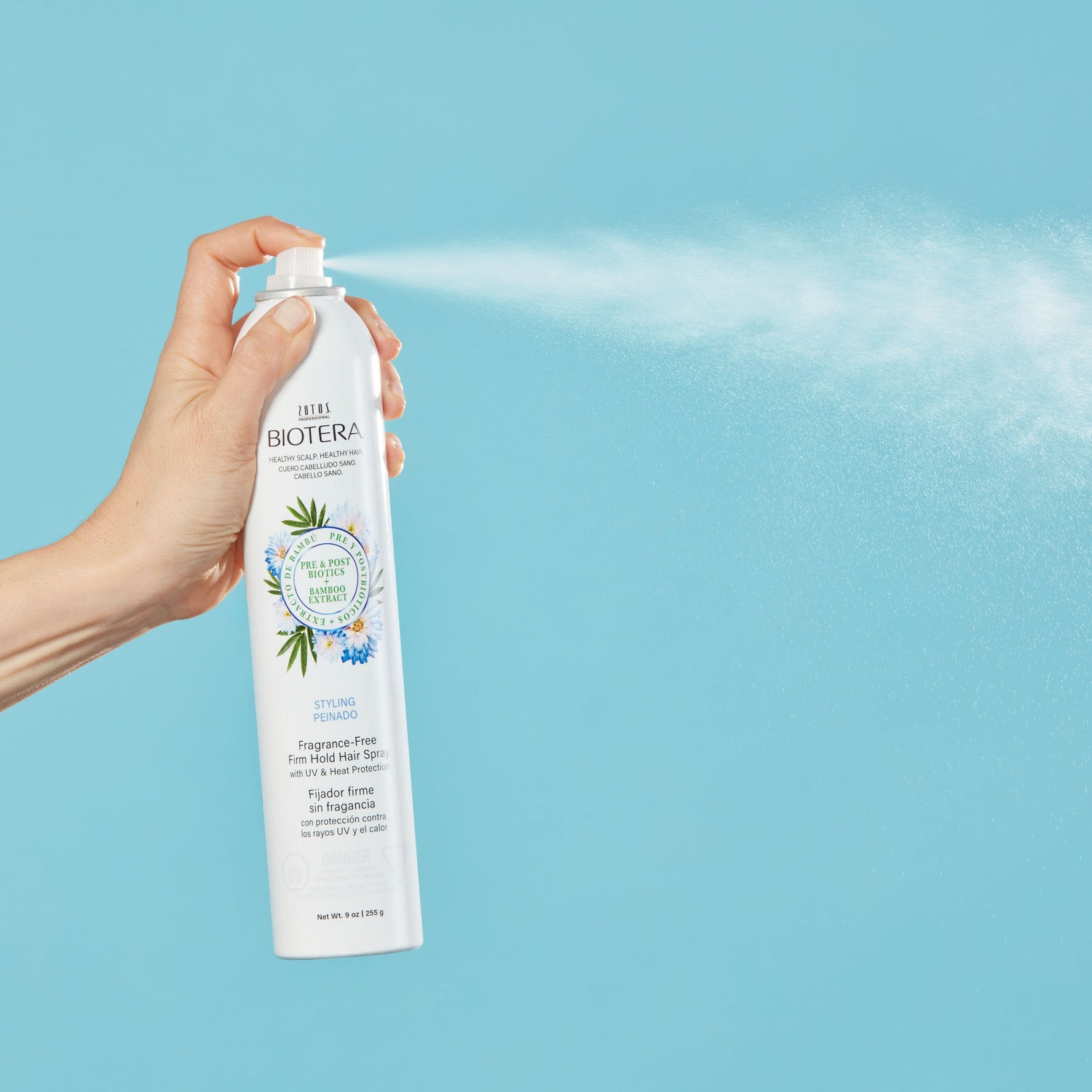 Biotera® Fragrance-Free Firm Hold Hairspray with UV & Heat Protection