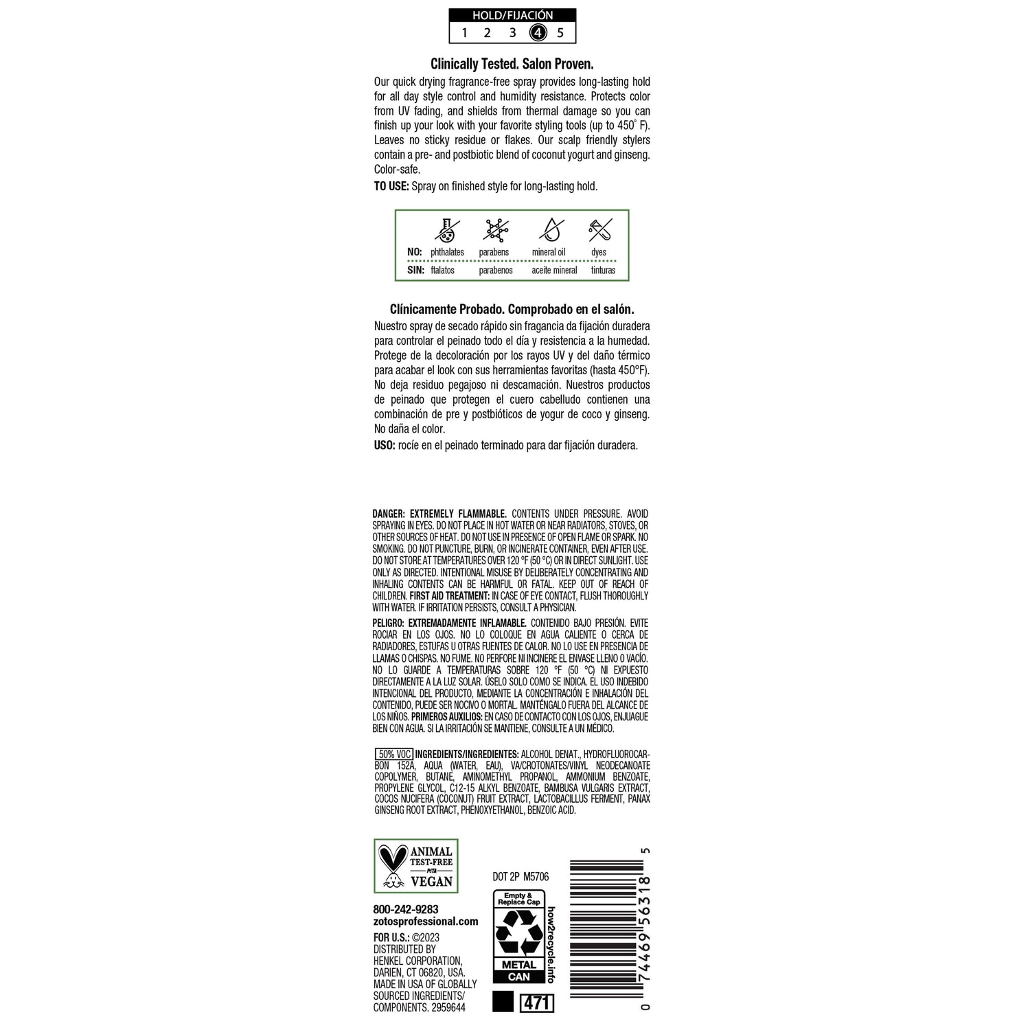 Biotera® Fragrance-Free Firm Hold Hairspray with UV & Heat Protection